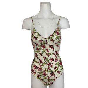 Etro Cutout Floral Print One Piece Swimwear S White Berry Design Beach Italy